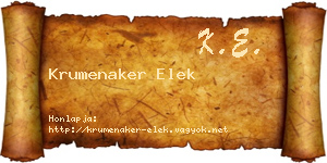 Krumenaker Elek névjegykártya